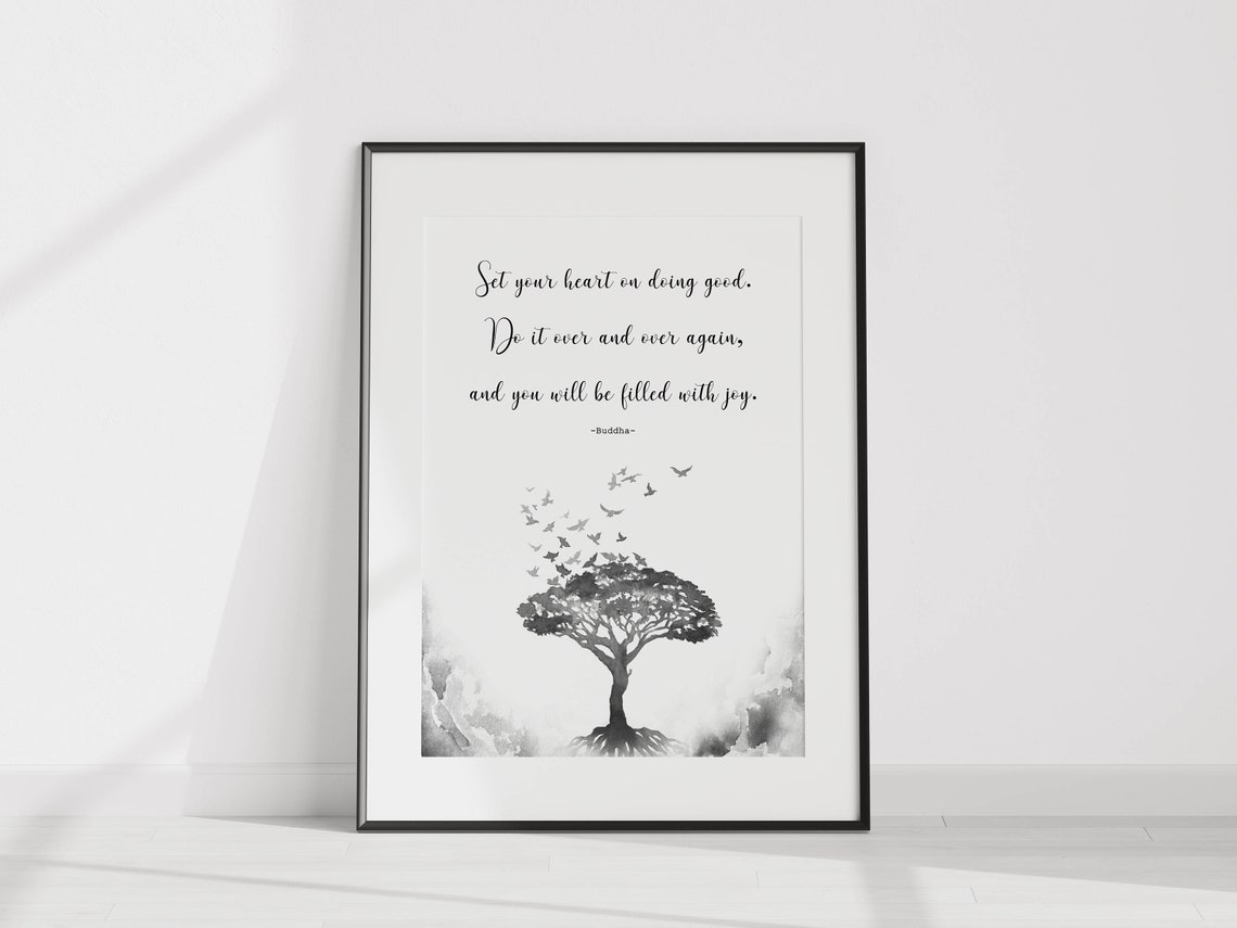 Buddha Set Your Heart On Doing Good Quote Tree Of Life Poster - Image 3