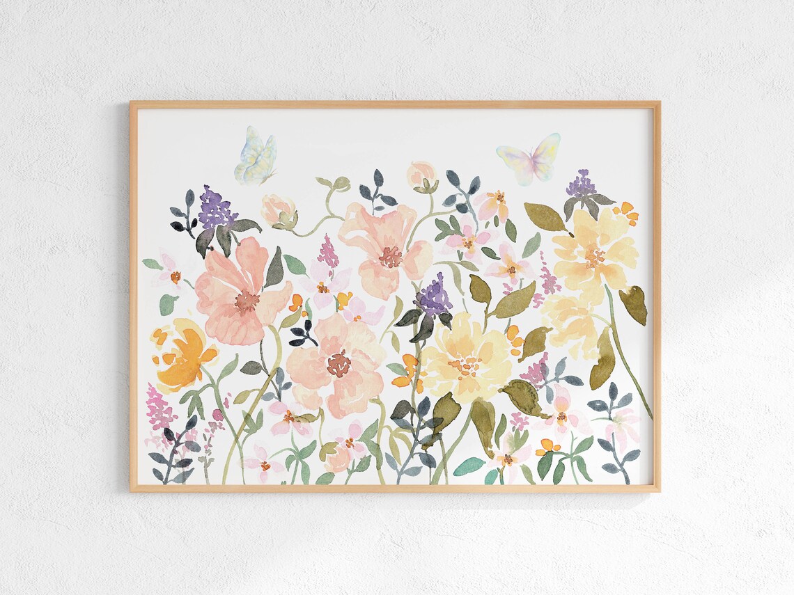 Colorful Wildflower Watercolor Art Print, Floral
