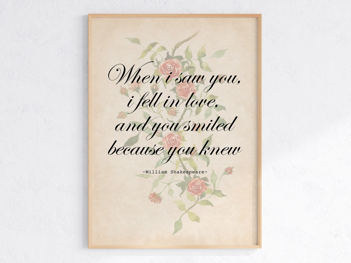 When I Saw You I Fell in Love Shakespeare Rose Vintage Poster