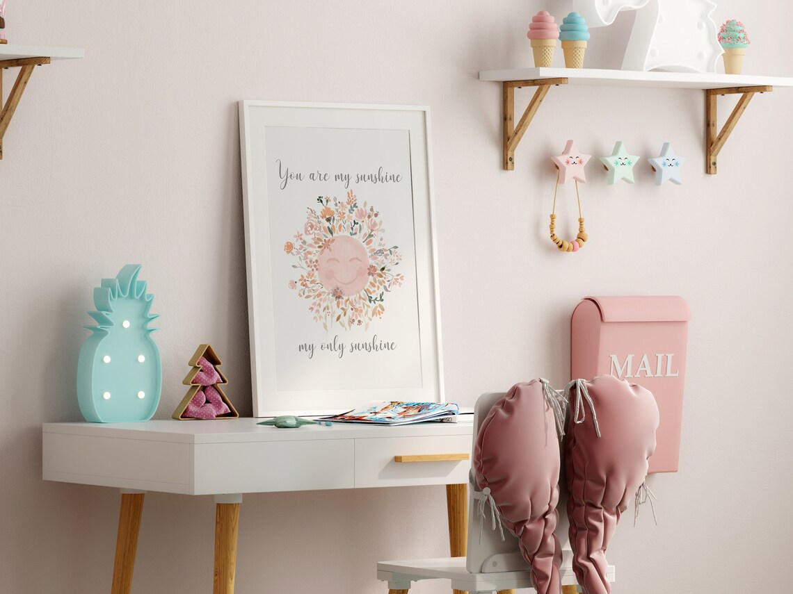 You Are My Sunshine Boho Sun Girl Nursery Art Print - Image 2