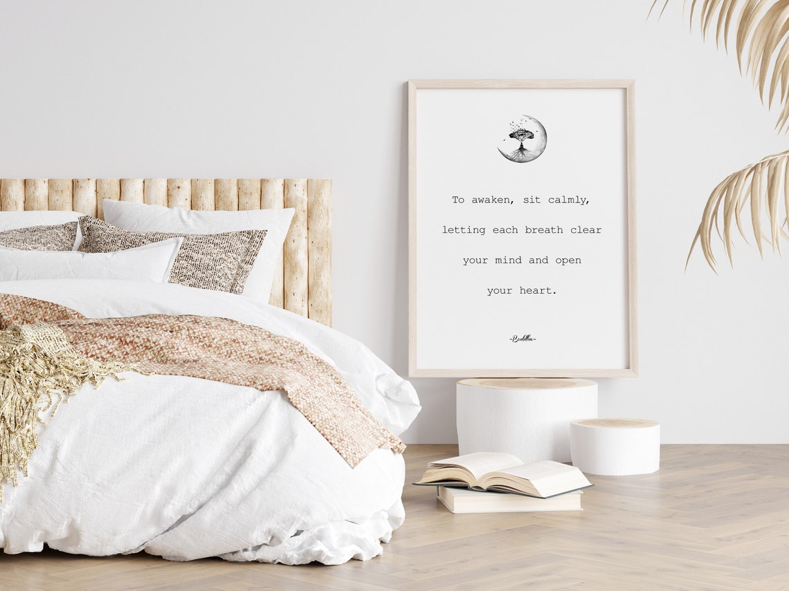 Buddha Awakening Mindfulness Quote Crescent Moon Minimalist Poster - Image 3