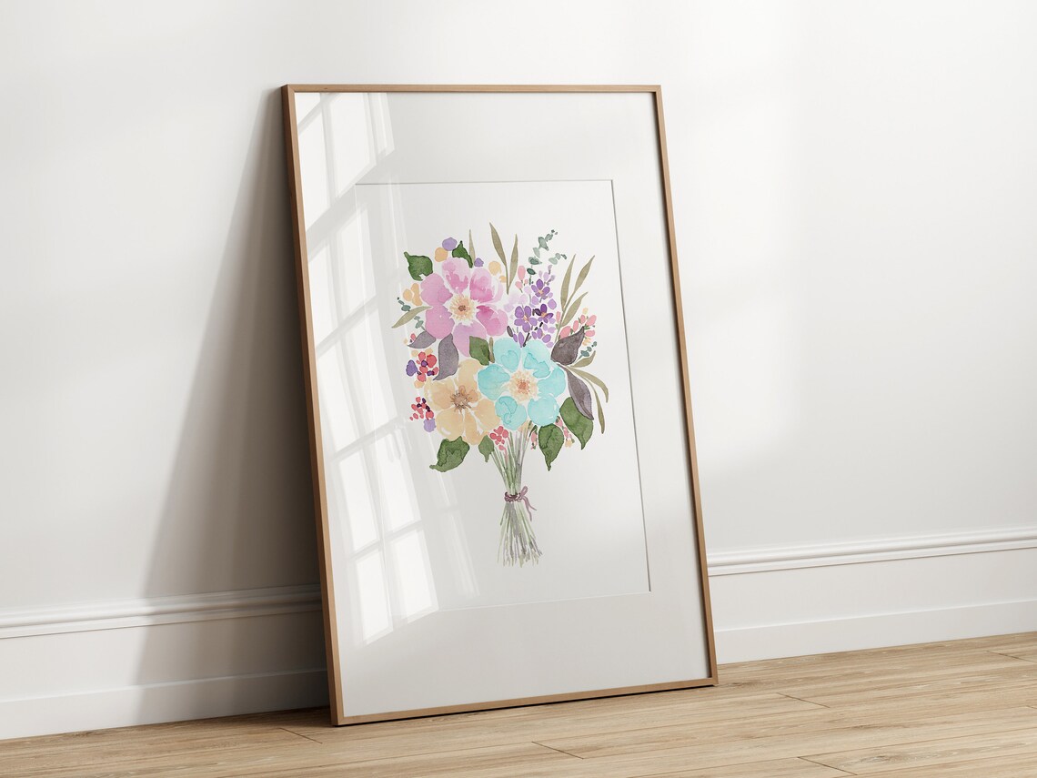 Colorful Flower Bouquet Watercolor Floral Art Print - Image 2