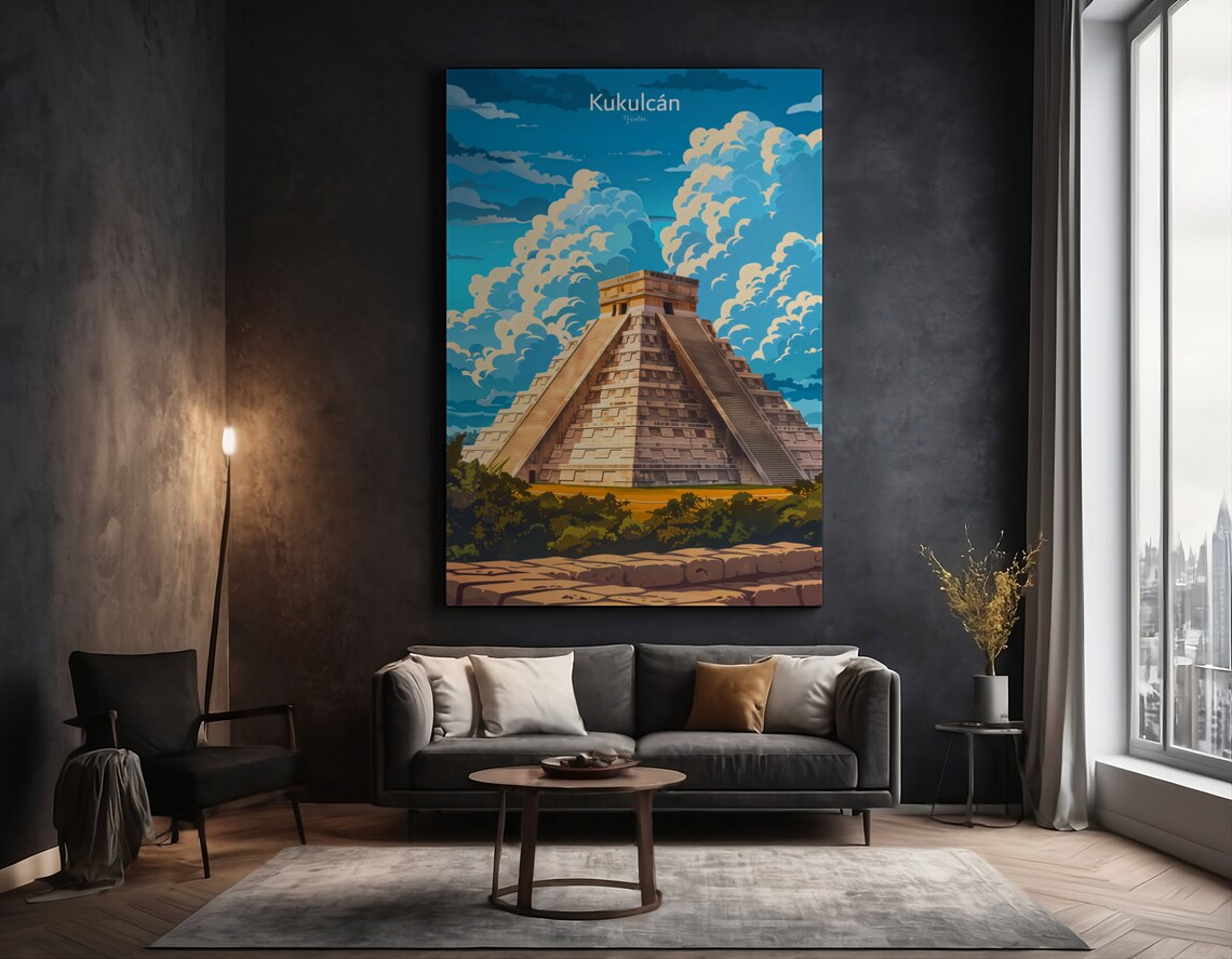 Pyramid Of Kukulcan Travel Poster, Mayan Landmark - Image 5
