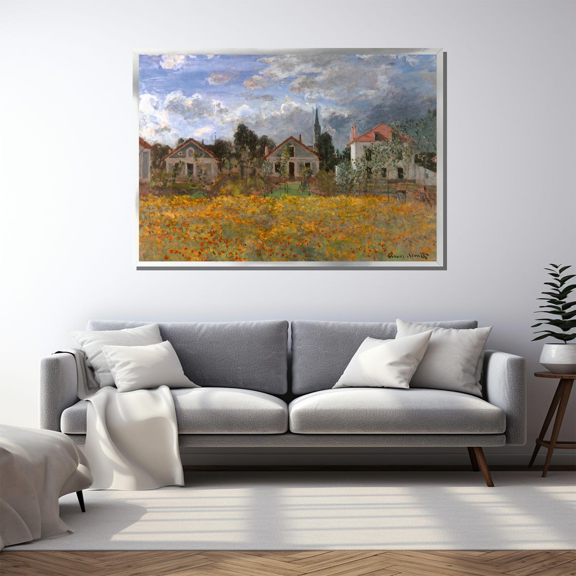 Claude Monet Wildflower Meadow Village Impressionist Landscape Poster - Image 2