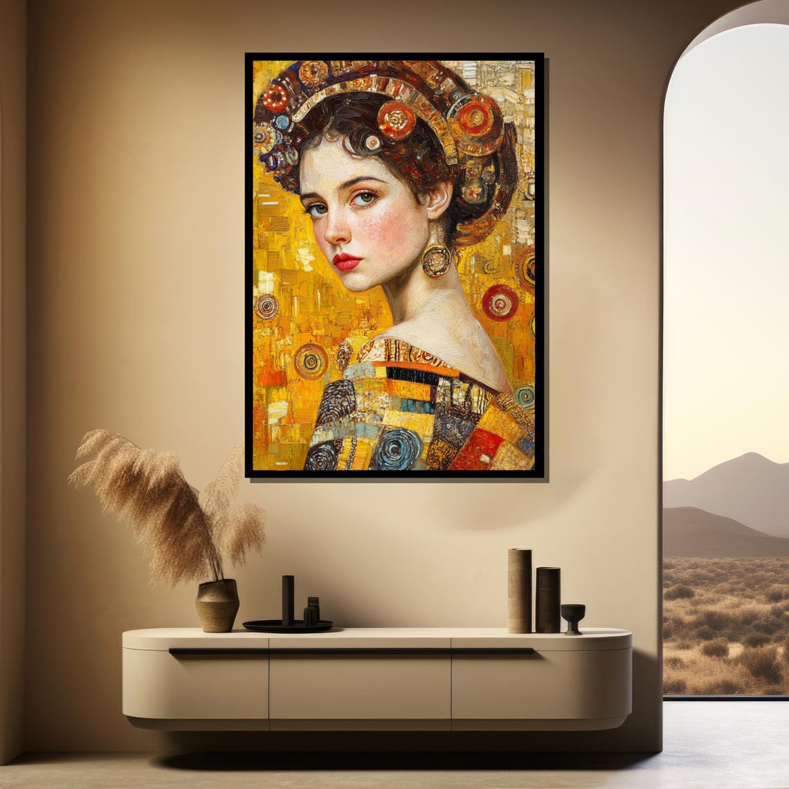 Klimt Style Woman Golden Mosaic Portrait Decorative Art Poster - Image 3
