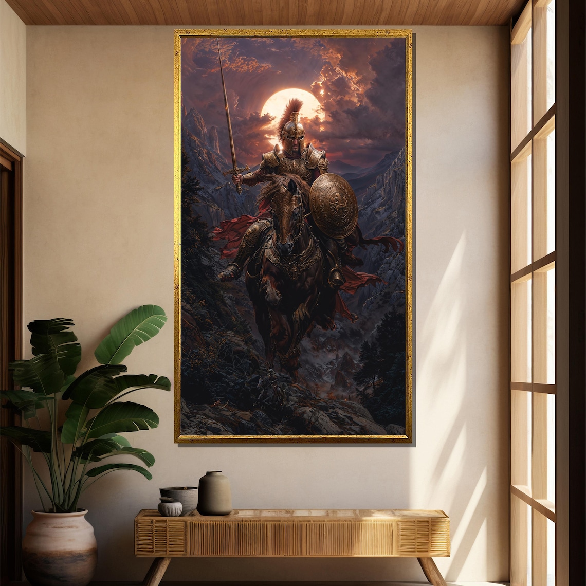 Armored Warrior on Horse Epic Fantasy Mountain Sunset Poster - Image 4