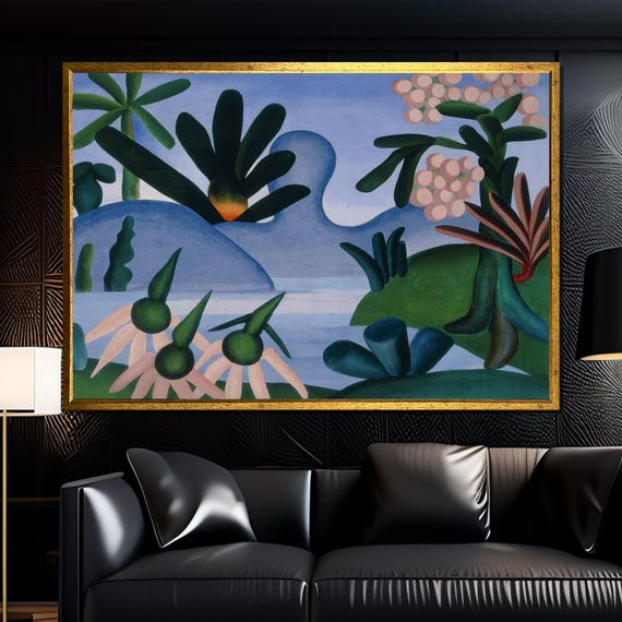Tarsila Do Amaral The Lake Folk Art Canvas Painting Ready To Hang Gift Boho Wall Home Decor