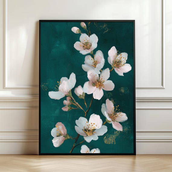 Elegant Cherry Blossom Floral Poster, Botanical Decor