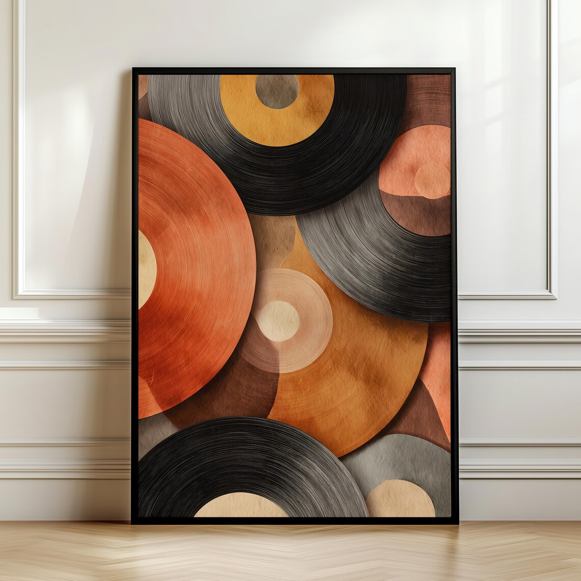Abstract Vinyl Record Design Retro Circle Mid Century Modern Music Poster