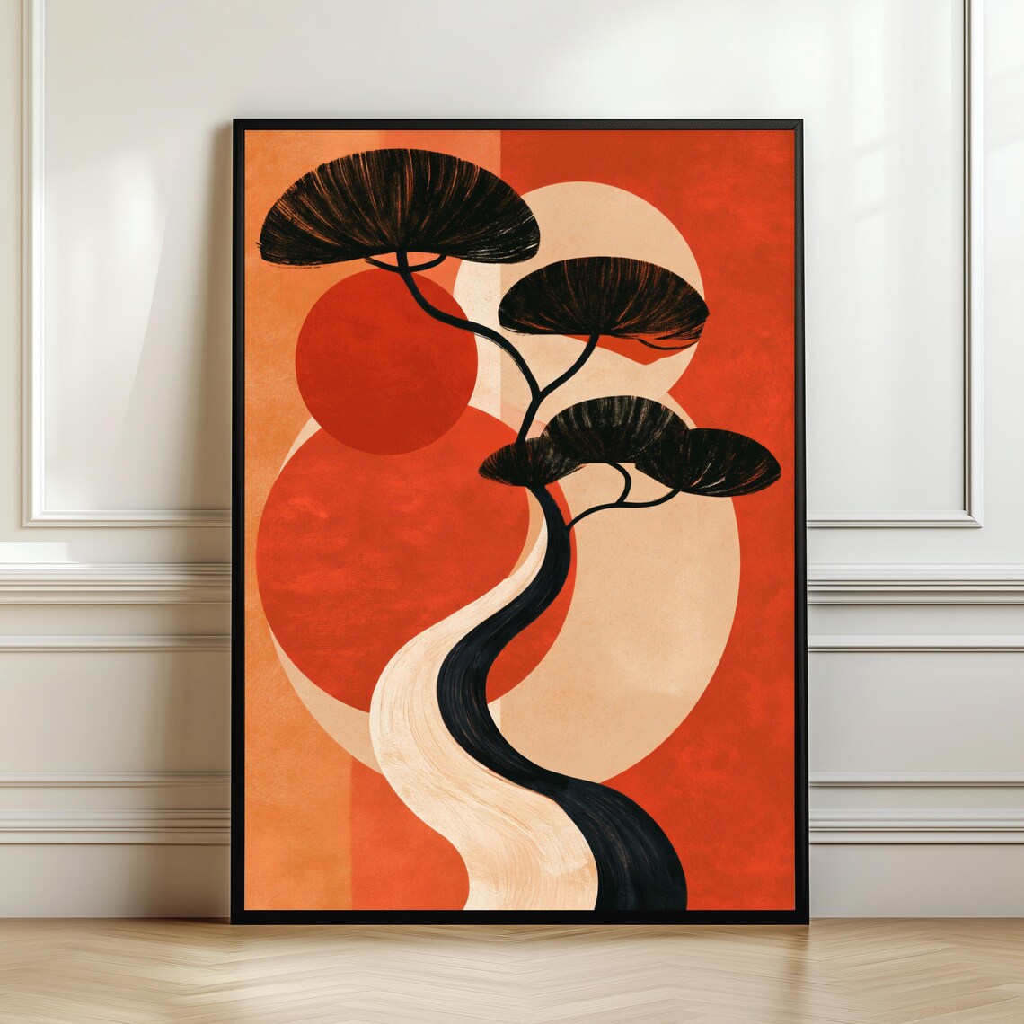 Modern Abstract Landscape Wall Art Bauhaus Botanical Print Scandinavian Decor Mid Century Artwork Digital Download