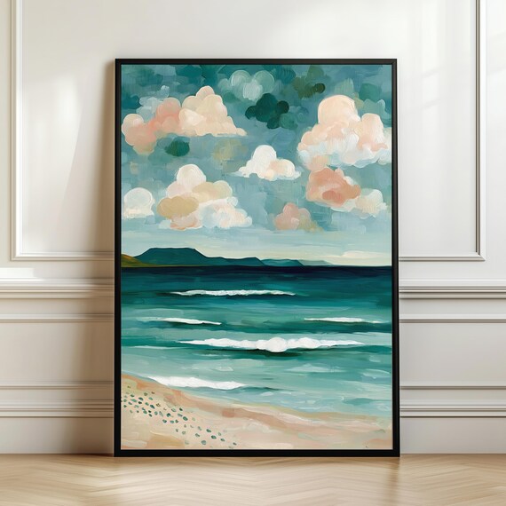 Coastal Beach Ocean Waves Seascape Poster Print