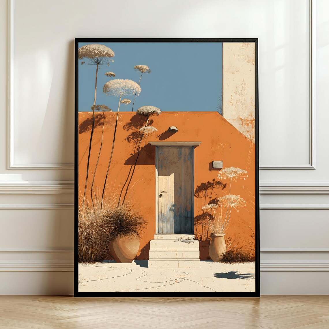Mediterranean Doorway, Minimal Coastal Boho Illustration