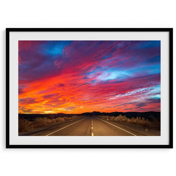 Mojave Desert Photography Print Vibrant Desert Sunset Wall Art Large Framed On Unframed Colorful Poster For Home Or Office Decor