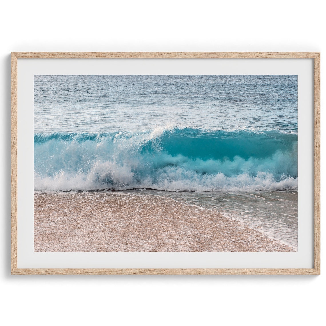 Turquoise Ocean Wave Breaking Sandy Beach Shoreline Surf Poster