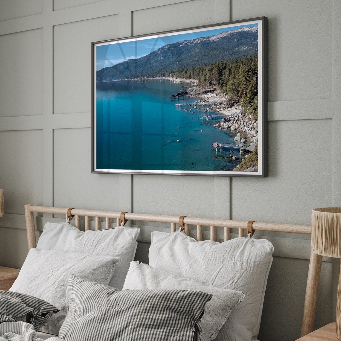 Lake Tahoe Turquoise Water Wooden Docks Pine Forest Shoreline Poster - Image 3