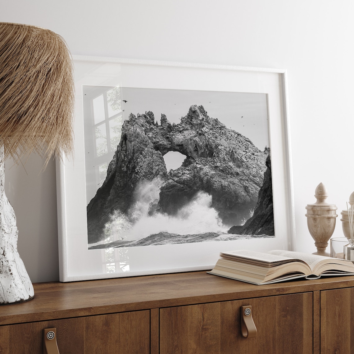 Black And White Ocean Surf Art Print, PNW Beach - Image 4