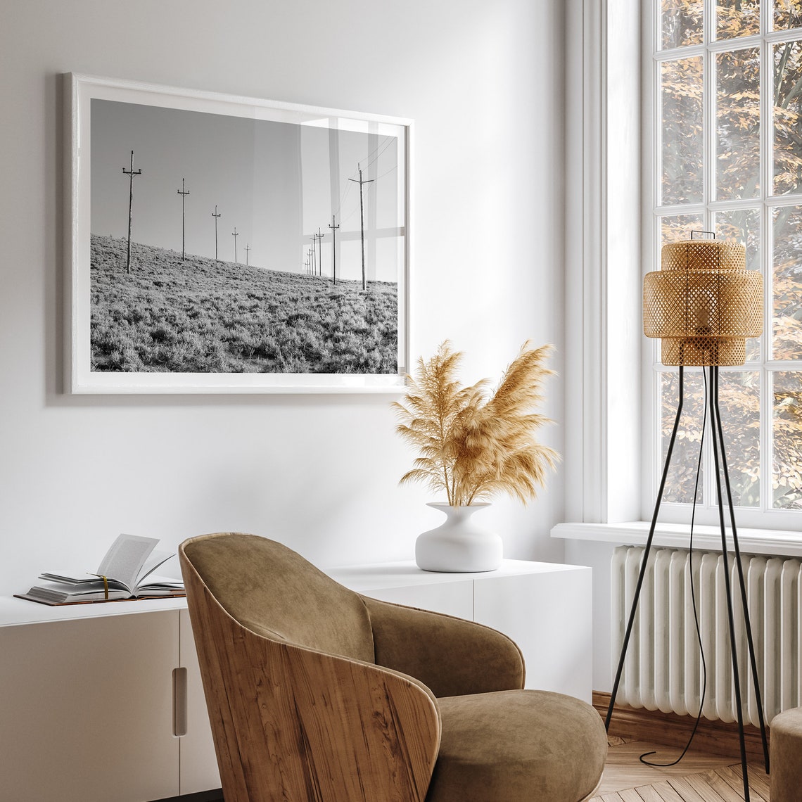 Black And White Telephone Poles Sagebrush Hill Minimalist West Poster - Image 4