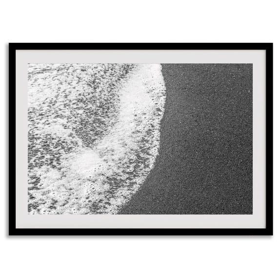 Maui Black Sand Beach Fine Art Photography Print Minimalist Black And White Coastal Wall Art Framed Or Unframed Surf Photo For Home Decor