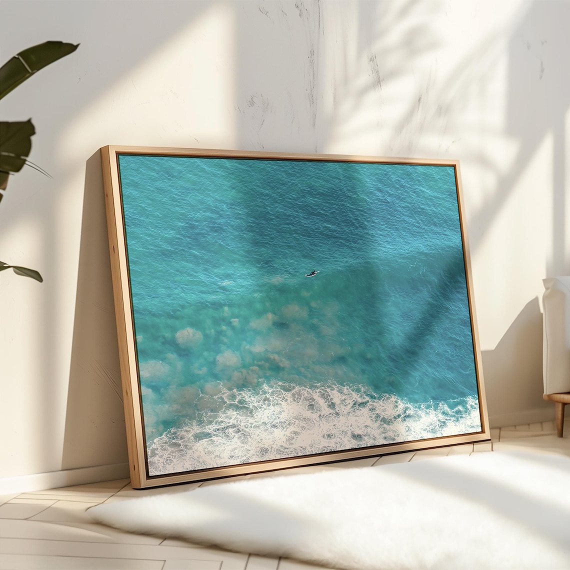 Aerial Beach With Surfer, Coastal Ocean Art Print - Image 5