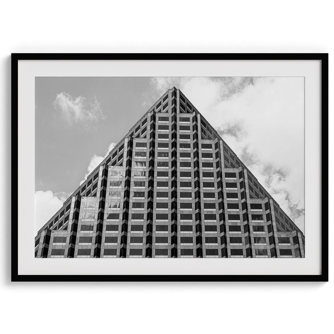 Austin Texas Pyramid Skyscraper Black White Architecture Photo Poster