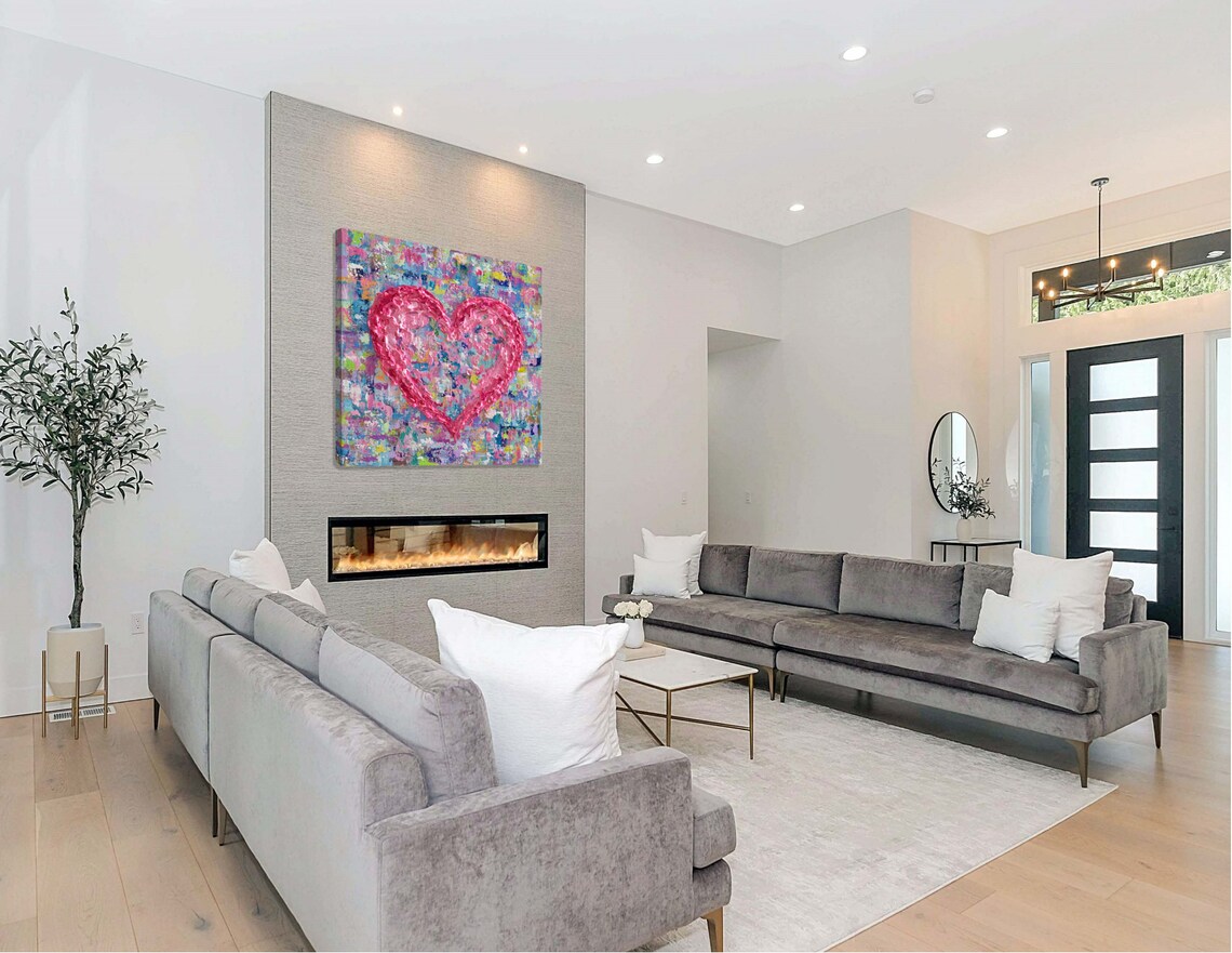 Abstract Heart Impasto Art Print for Valentine Love - Image 3