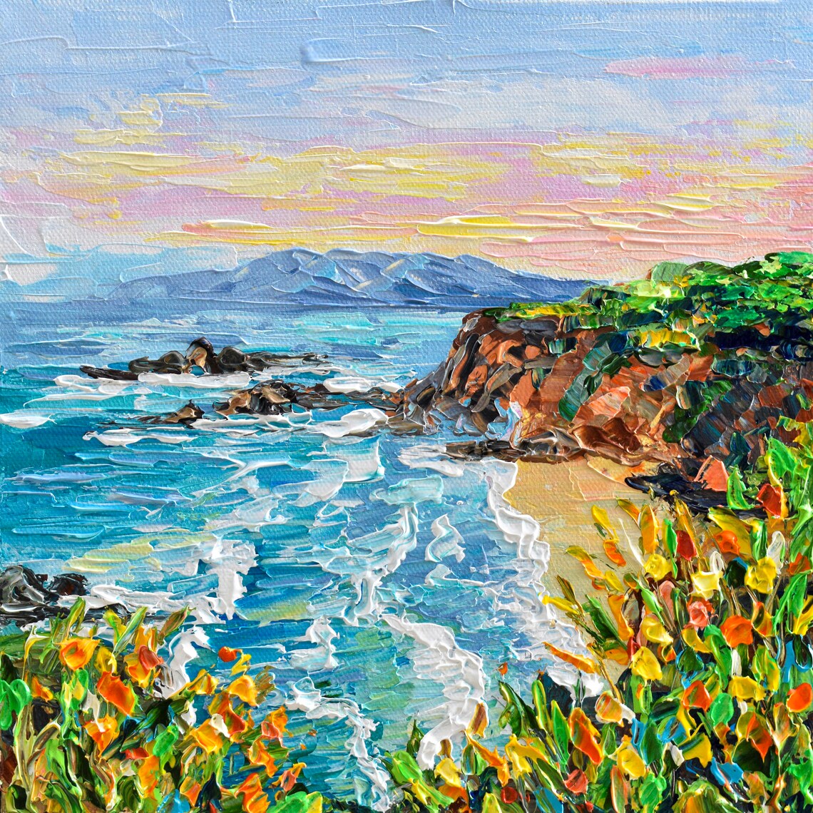 Laguna Beach Seascape, California Impressionism Art Print