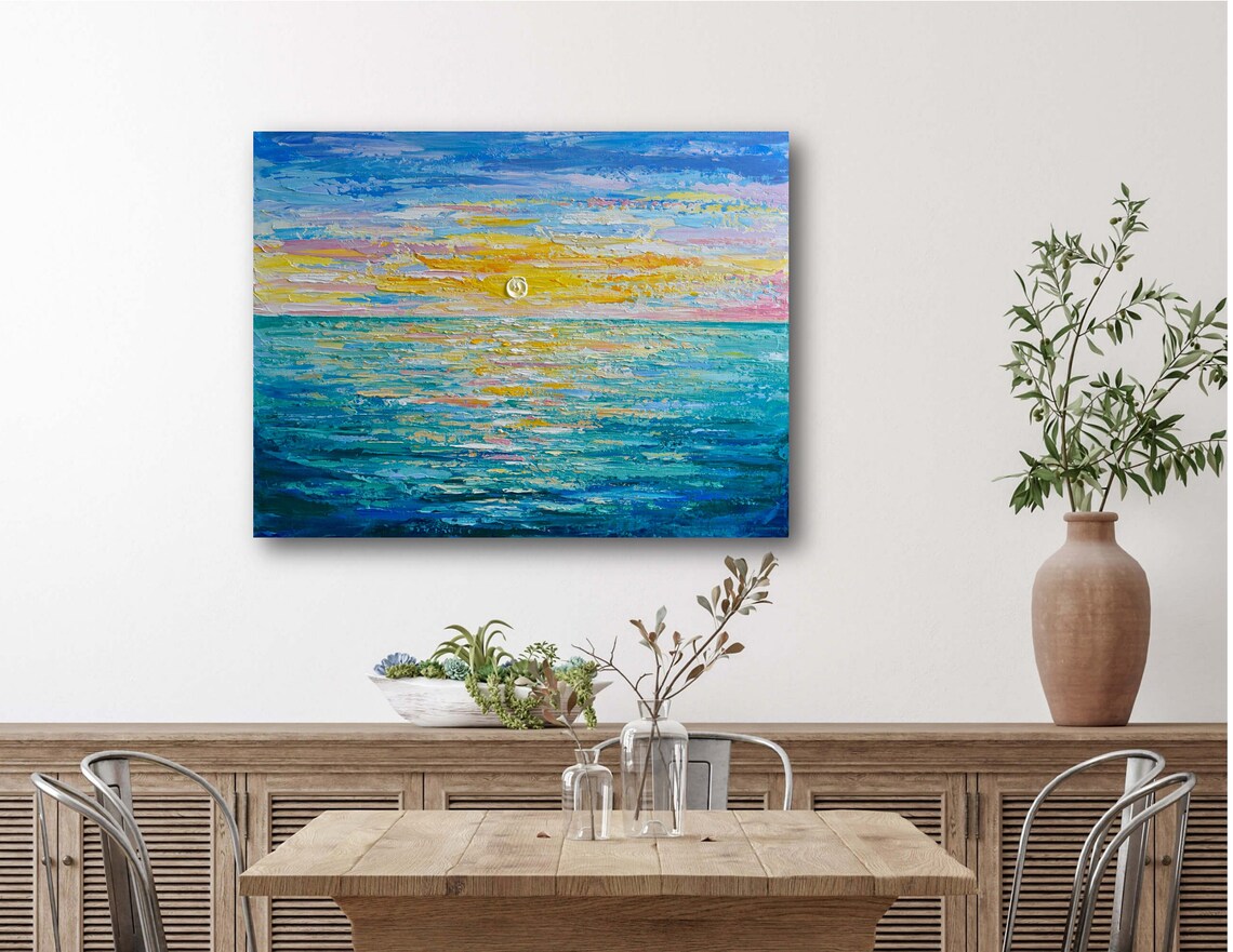Sunrise Seascape Impressionist Ocean Art Print - Image 2