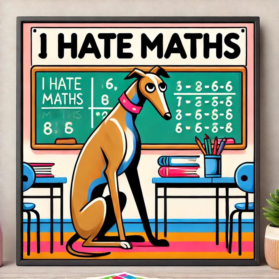 I Hate Maths Funny Greyhound School Classroom Chalkboard Poster - Image 5