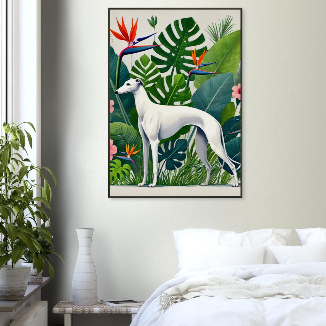 Elegant White Greyhound Tropical Botanical Garden Flower Poster - Image 3