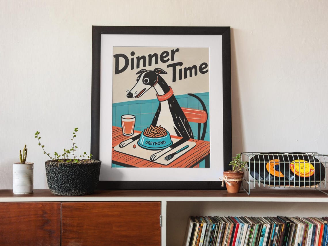 Cute Dog Print Retro Home Poster Funny Colorful Eclectic Posters Wholesome Prints Greyhound Decor Unique Posters - Image 2