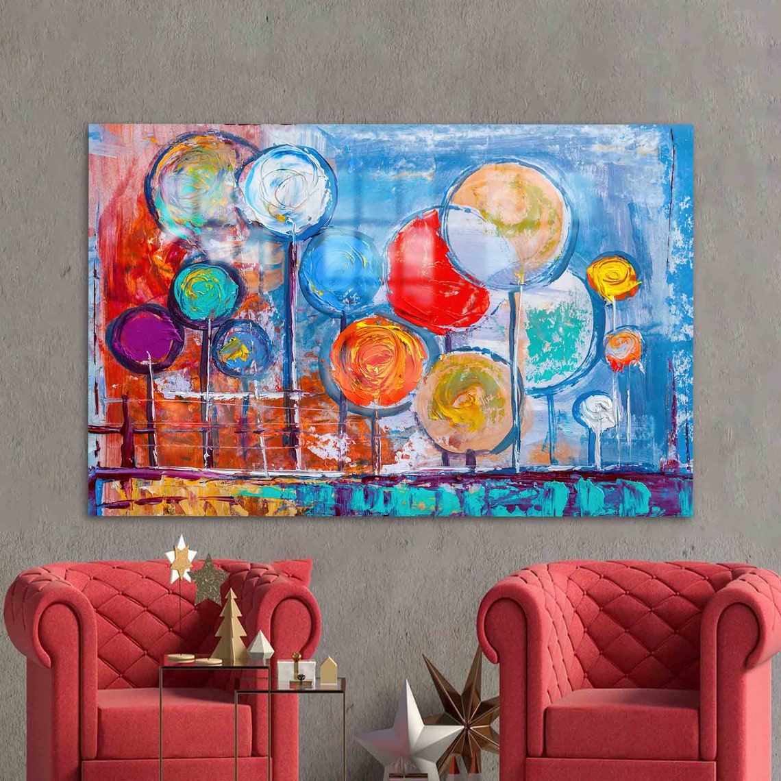 Wall Decoration Decor Glass Printing View Colorful Modern Abstract