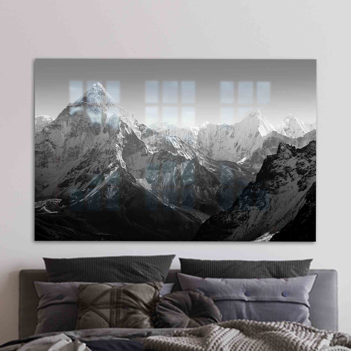 Mount Everest Himalayas Black and White Mountain Photo Poster
