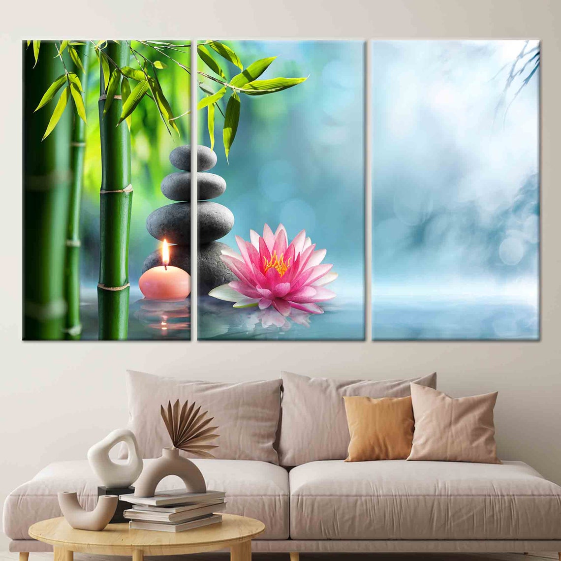 Personalized Gift Modern Canvas Zen Stones Wall Decor Spa Massage Decoration Bedroom Art