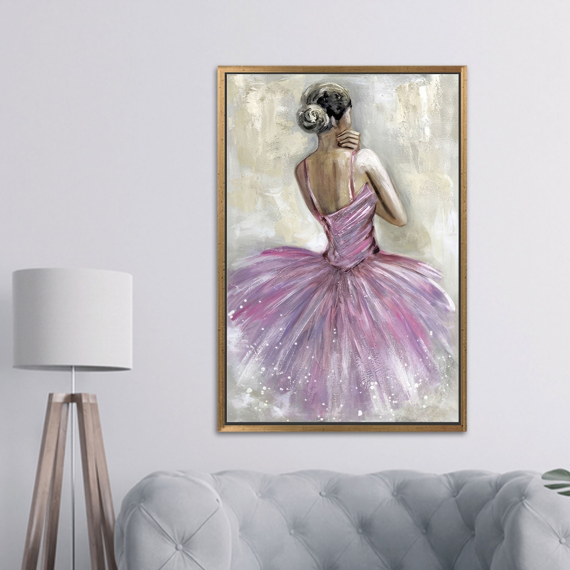 Ballerina in Pink Tutu from Behind Elegant Dance Oil Painting Poster