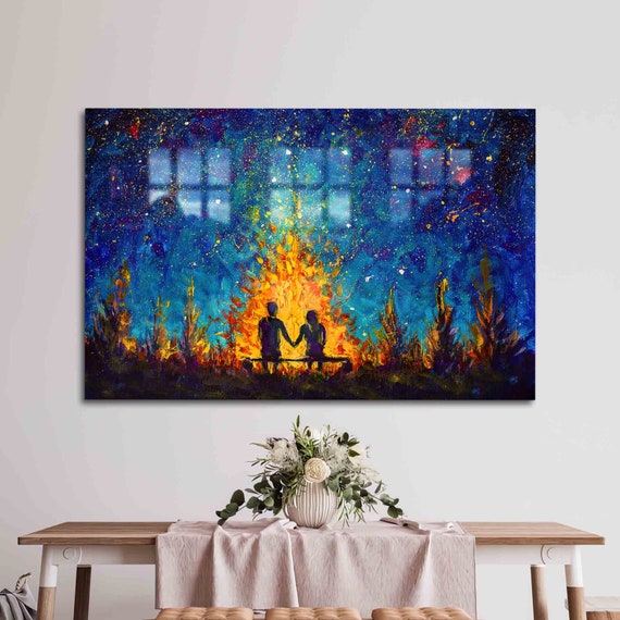 Romantic Wall Decor Stary Sky Art Abstract Night Landscape Modern Glass Personalized Gift Living Room