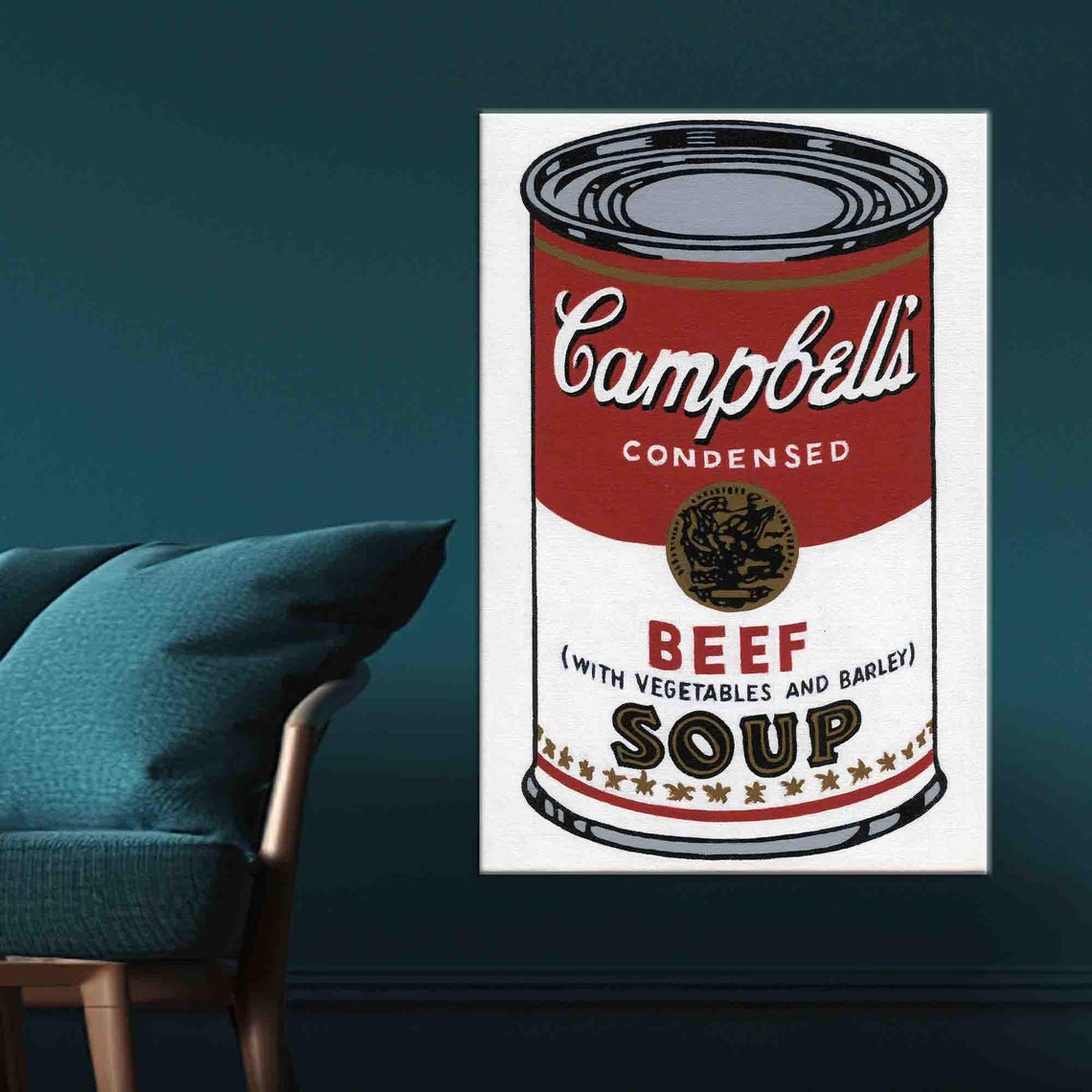 Campbells Beef Soup Can Pop Art Style Kitchen Canvas Wall Art