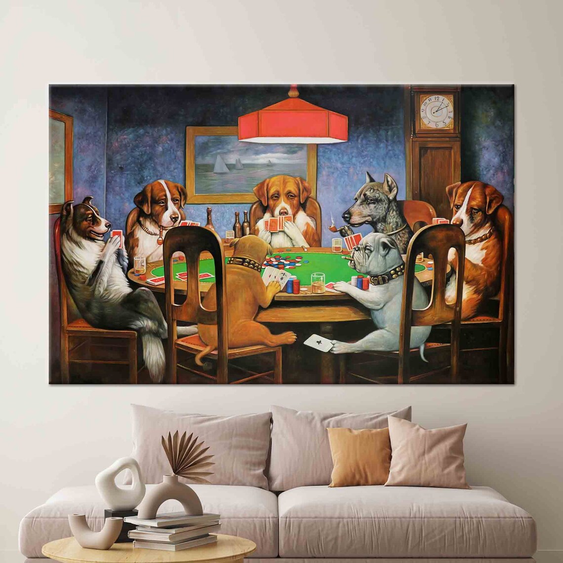 Dogs Playing Poker Classic Card Game Humorous Canine Art Vintage Poster