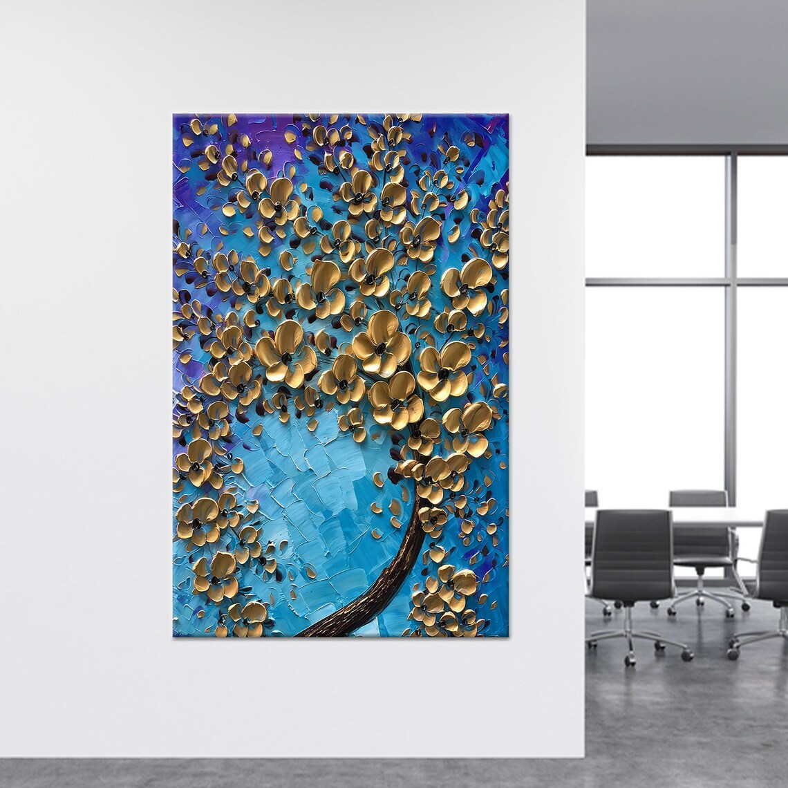 Golden Abstract Flower Botanical Art Print