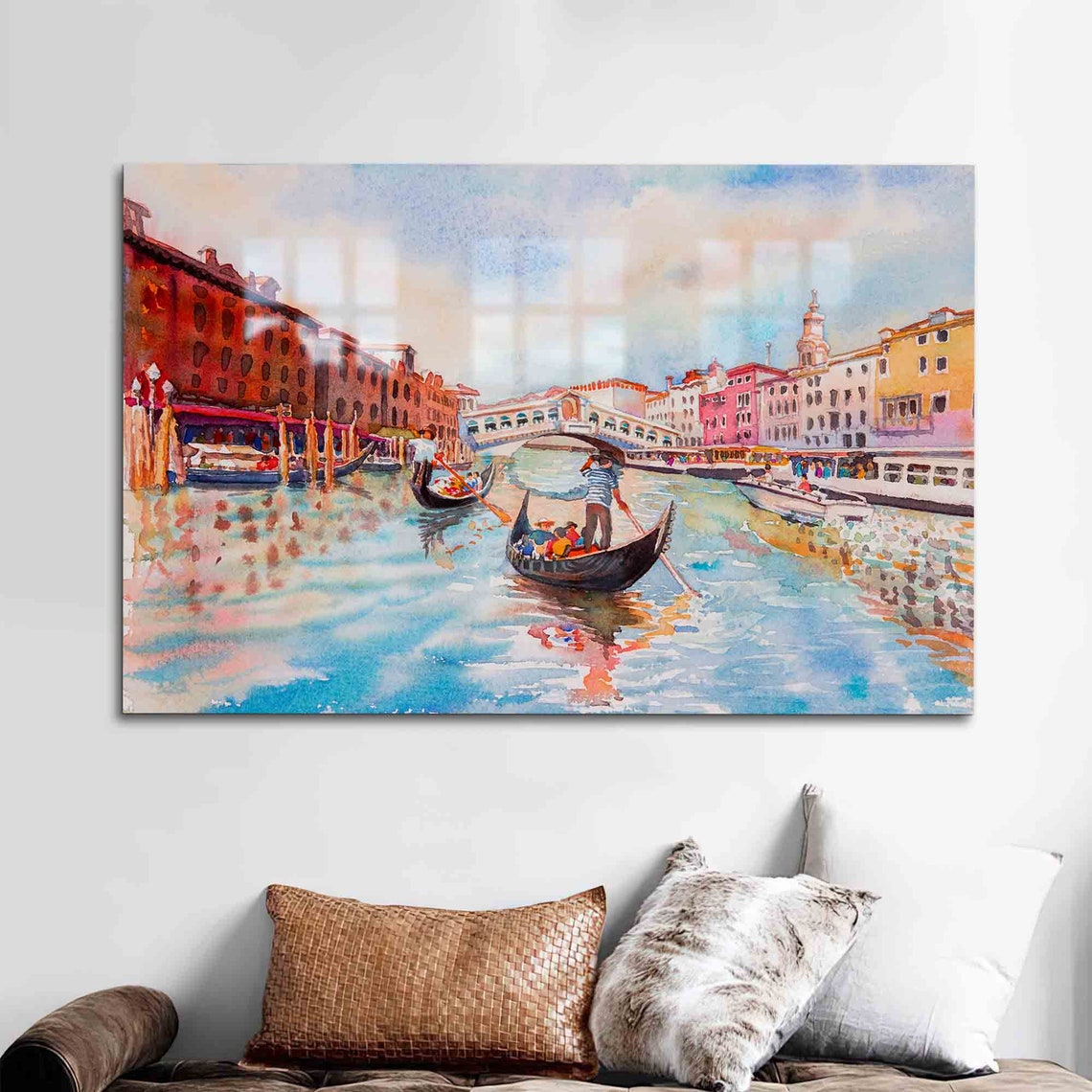 Venice Grand Canal Rialto Bridge Gondolas Italy Watercolor Poster