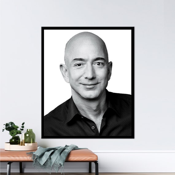 Jeff Bezos Portrait Quote Poster, Typography Wall Art