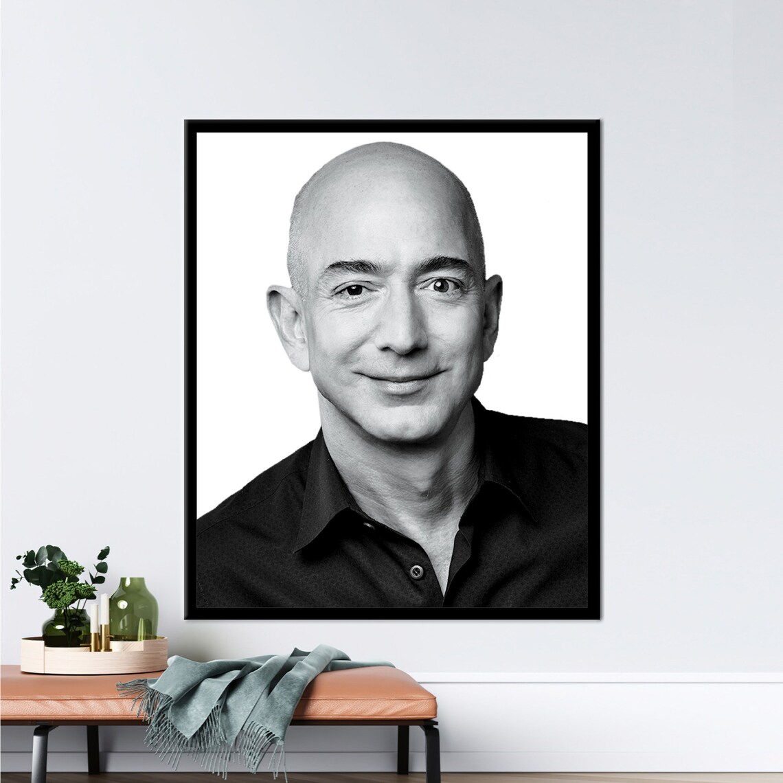 Jeff Bezos Portrait Quote Poster, Typography Wall Art