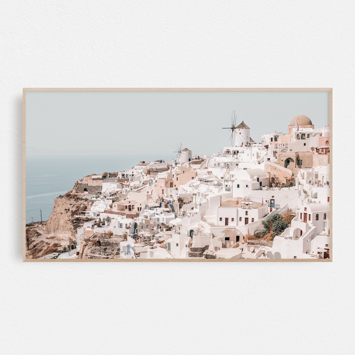 Santorini Art Greece Pastel Travel Poster