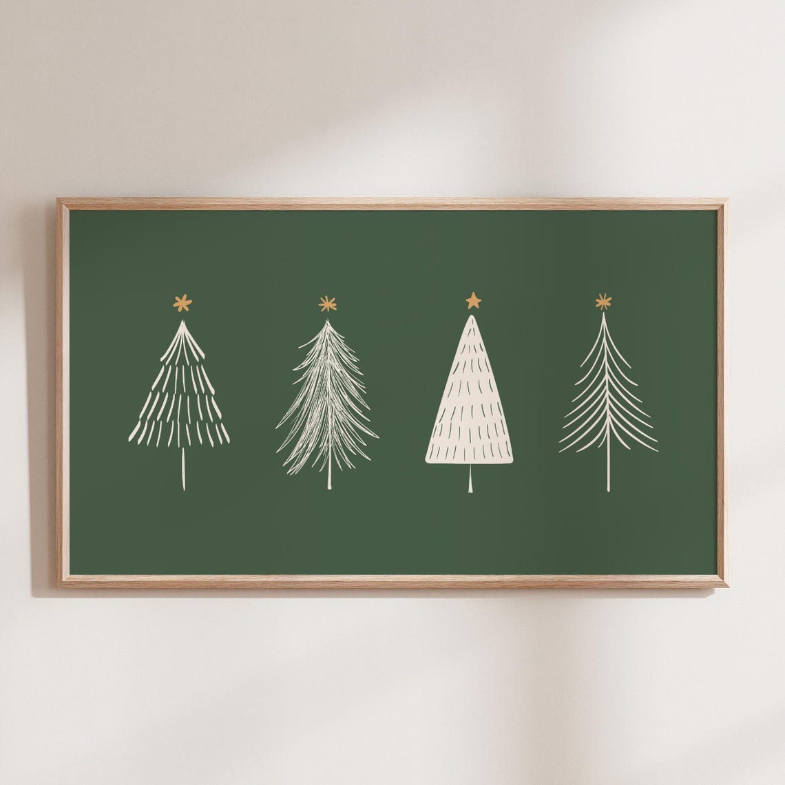 Minimalist White Christmas Trees Green Holiday Season Art Poster
