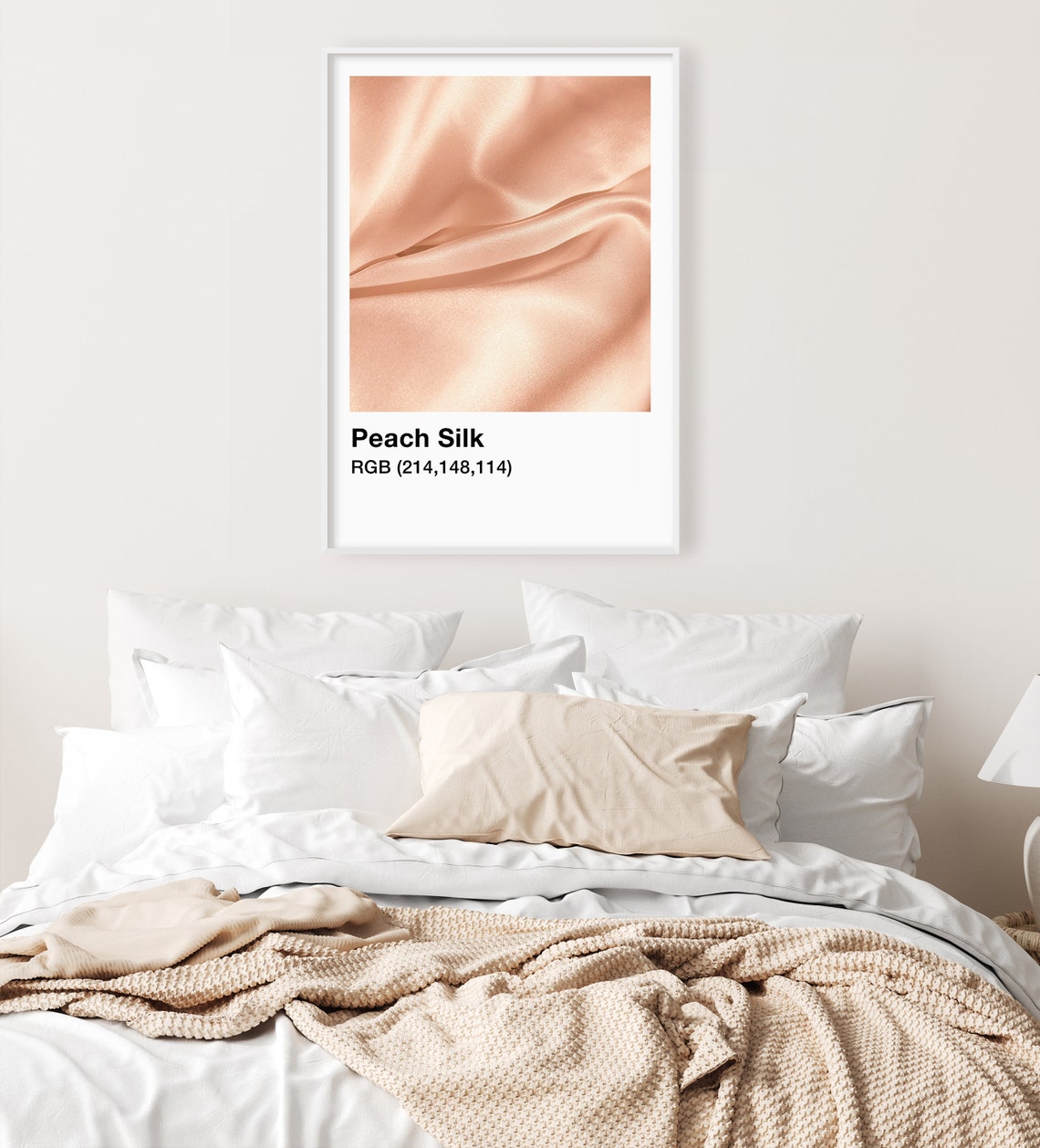 Peach Silk Satin Fabric Texture Minimalist Bedroom Decor Poster - Image 3