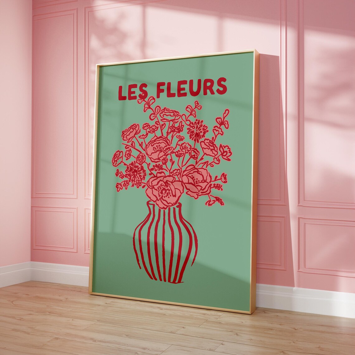 Les Fleurs Red Floral Bouquet Green French Botanical Vase Art Poster - Image 5