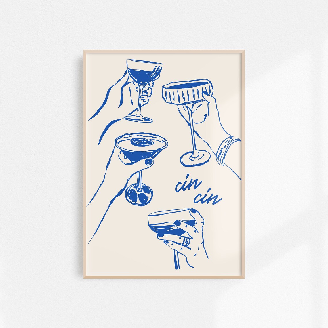 Cheers Cin Cin Poster, Retro Cocktail Art Print - Image 3