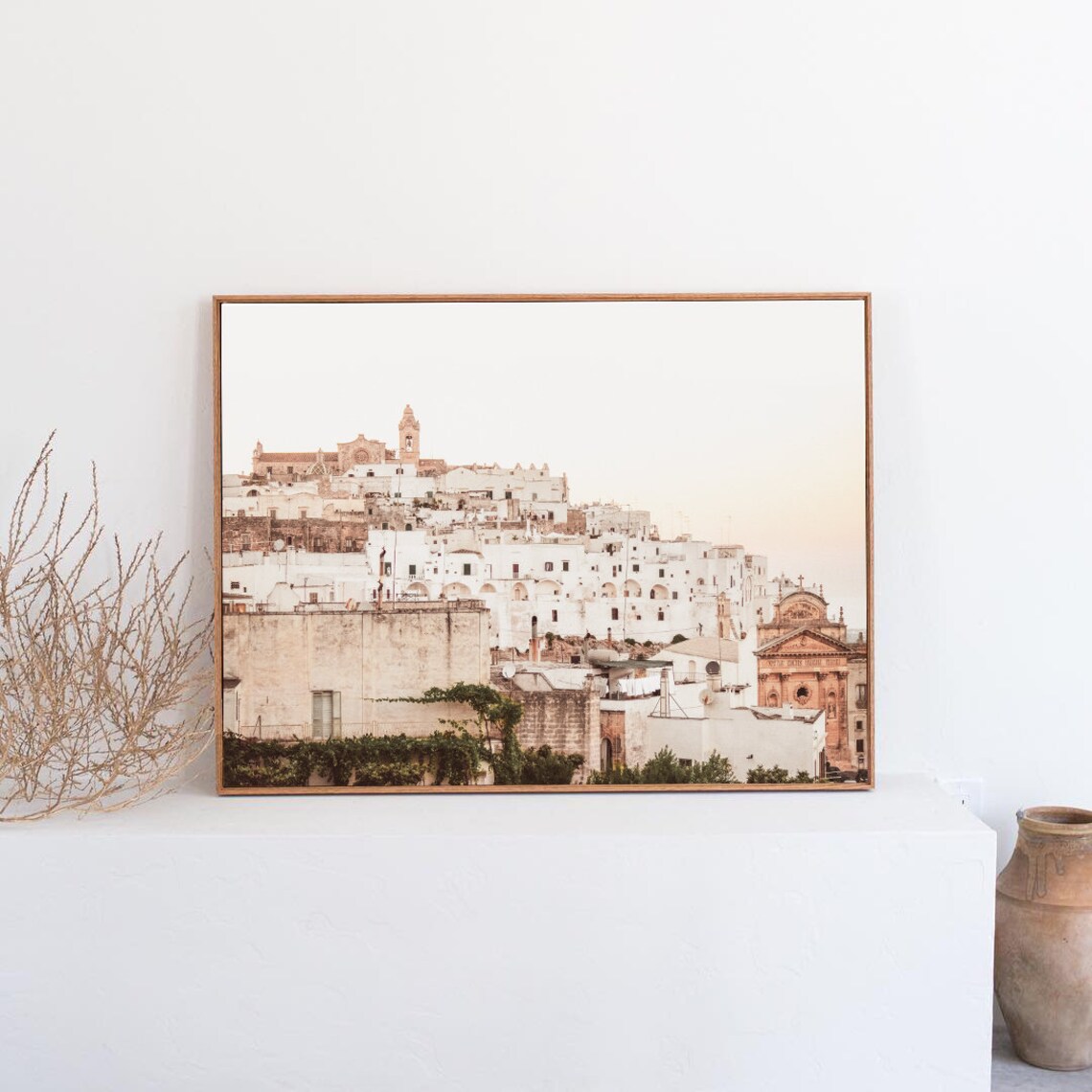 Ostuni White Hilltop Town at Golden Hour Italy Travel Poster - Image 2