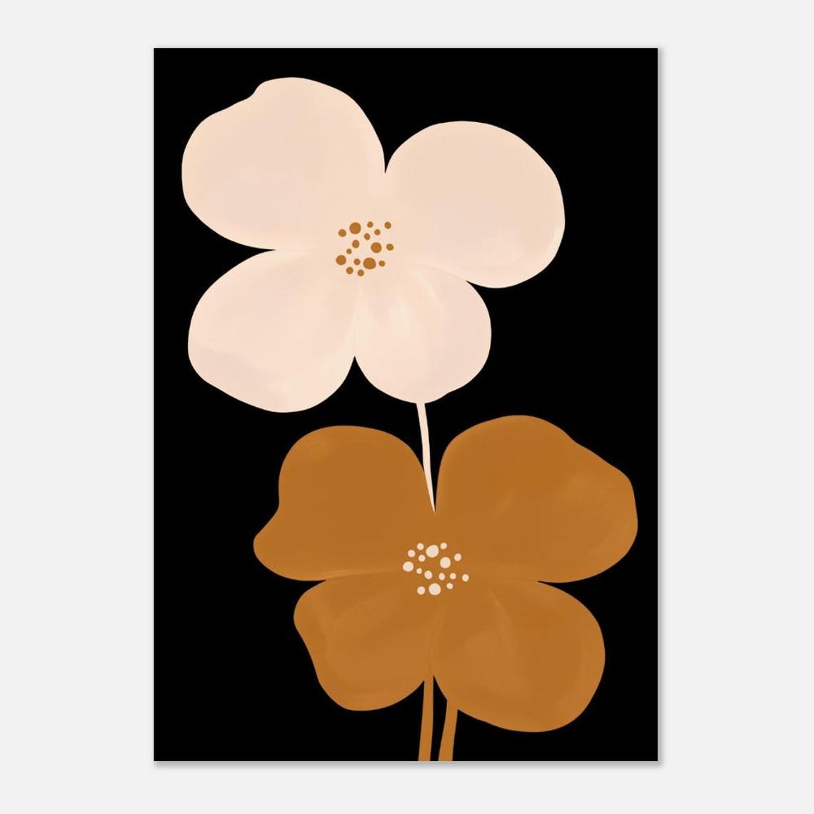 Oversized Blush Mustard Flowers Black Background Moody Floral Poster - Image 6