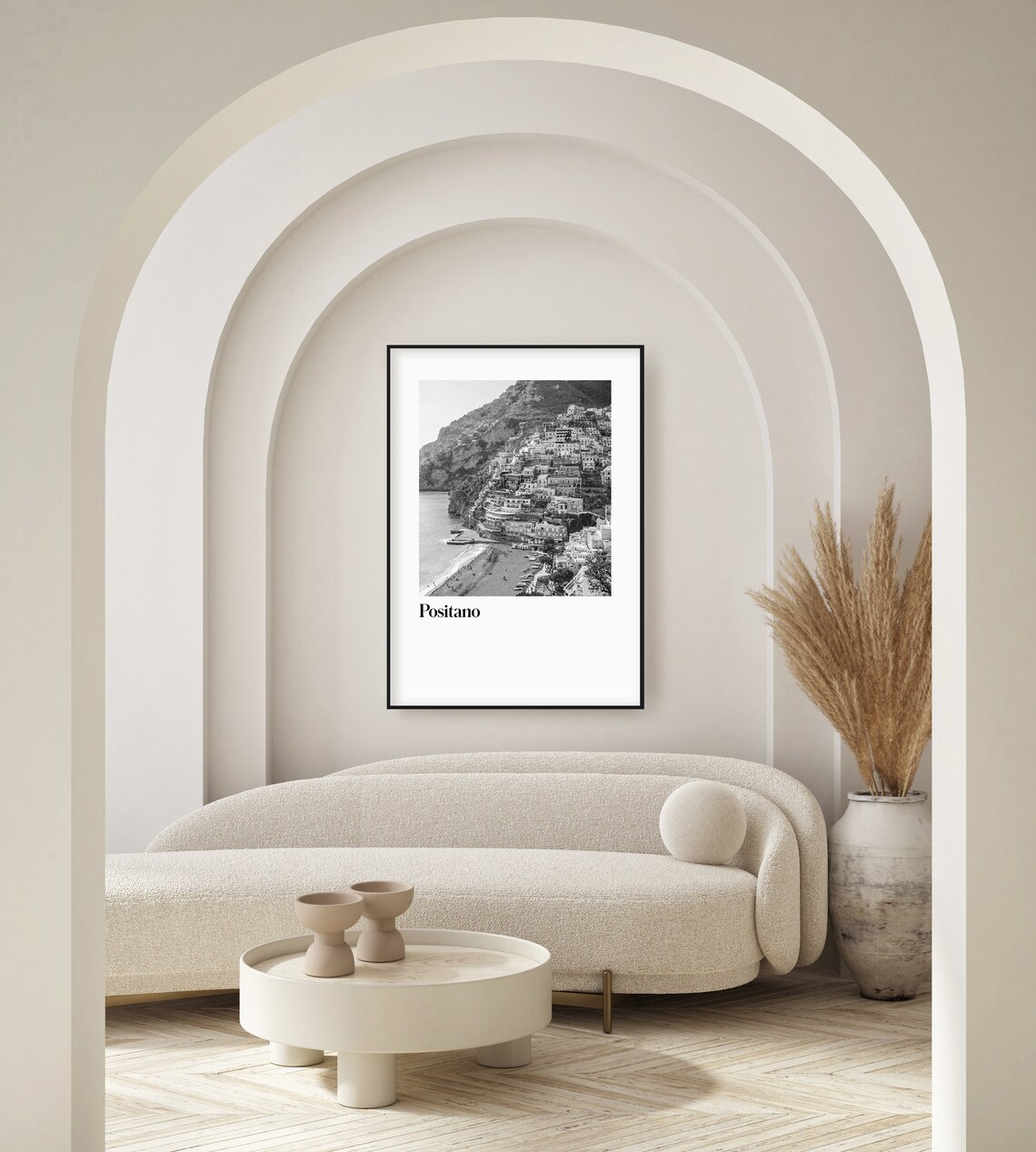 Positano Amalfi Coast Black White Italy Travel Photo Art Poster - Image 3