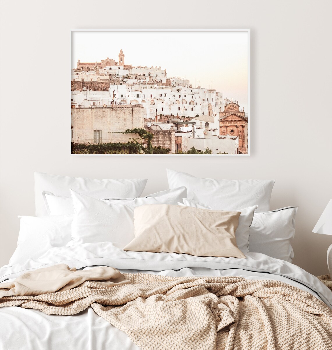 Ostuni White Hilltop Town at Golden Hour Italy Travel Poster - Image 3